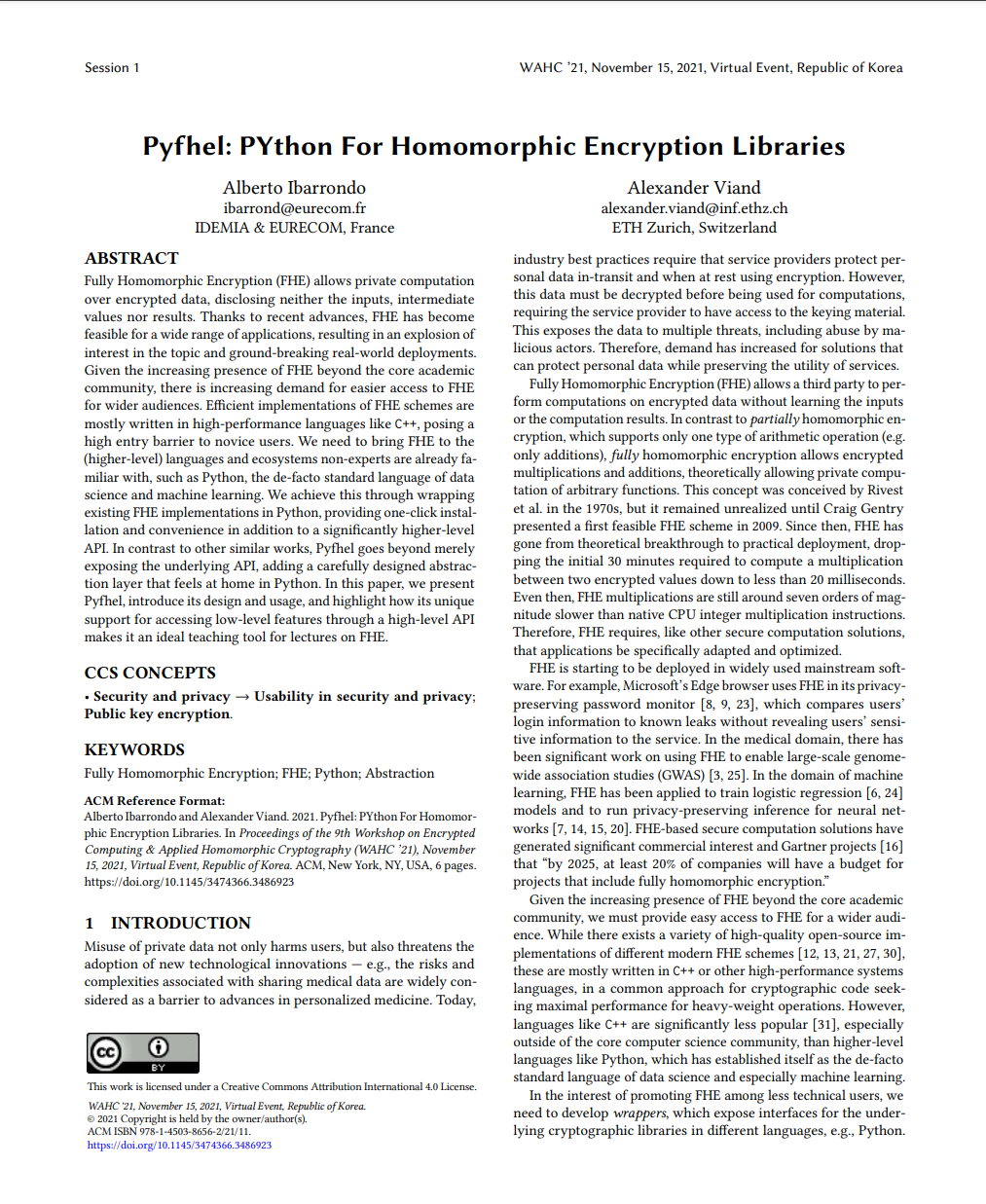 Thumbnail of Pyfhel: PYthon For Homomorphic Encryption Libraries